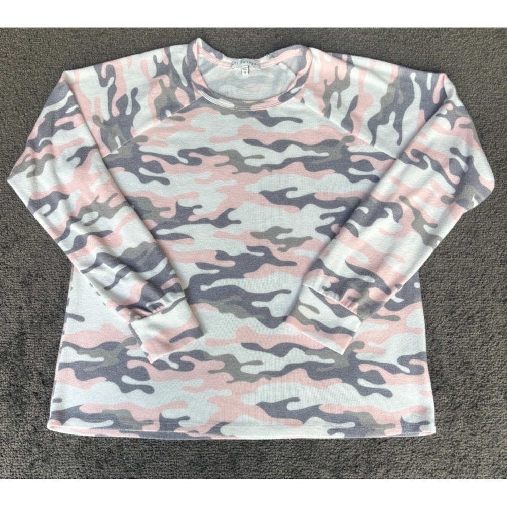 P.J. Salvage pajama top Women Small‎ White camo Crew Neck Long Sleeve Pullover